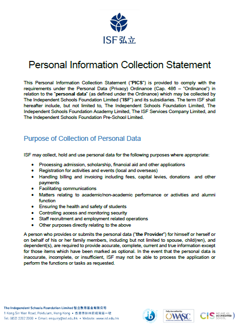 Personal Information Collection Statement